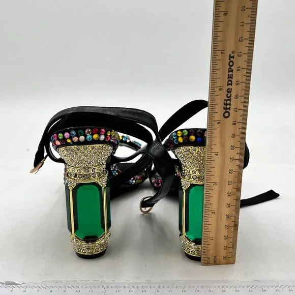 FSJ Black Multicolor Embellished Heels - Picture 5 of 8